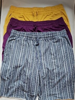 TRIO DEAL LuLaRoe Women's Shorts - Yellow, Purple, Blue Stripe